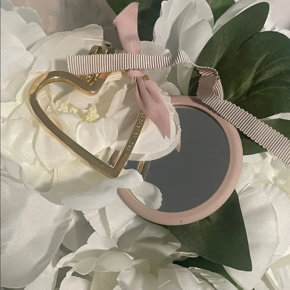 Burberry Pink Heart Keychain And Burberry Pink Mirror